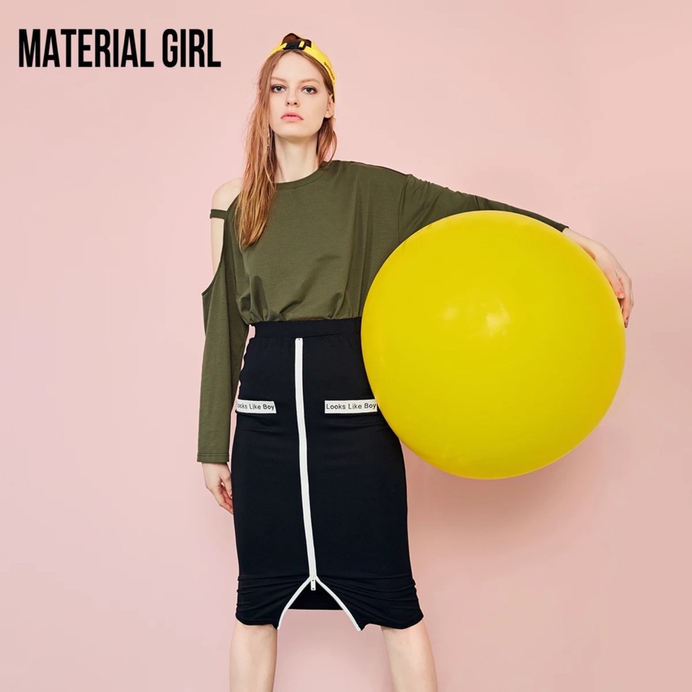 Material Girl cutout long sleeve tee
